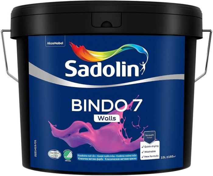 Seinavärv Bindo 7 Sadolin BW 15 l, valge