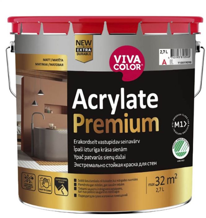 Sisevärv Tikkurila Acrylate Premium 2,7 l, valge