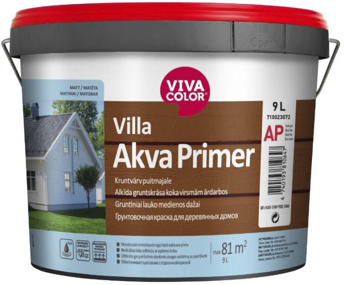 Kruntvärv Vivacolor Villa Akva Primer AP 9 l, valge