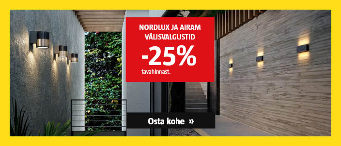 Nordlux ja Airam välisvalgustid -25% tavahinnast.